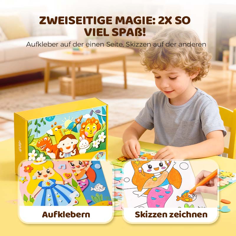 Kreatives 3D Sticker Bastelset für Kinder, fördert spielerisch die Feinmotorik und Kreativität. 