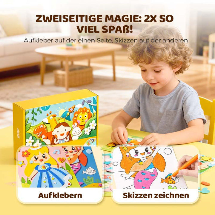 Kreatives 3D Sticker Bastelset für Kinder, fördert spielerisch die Feinmotorik und Kreativität. 