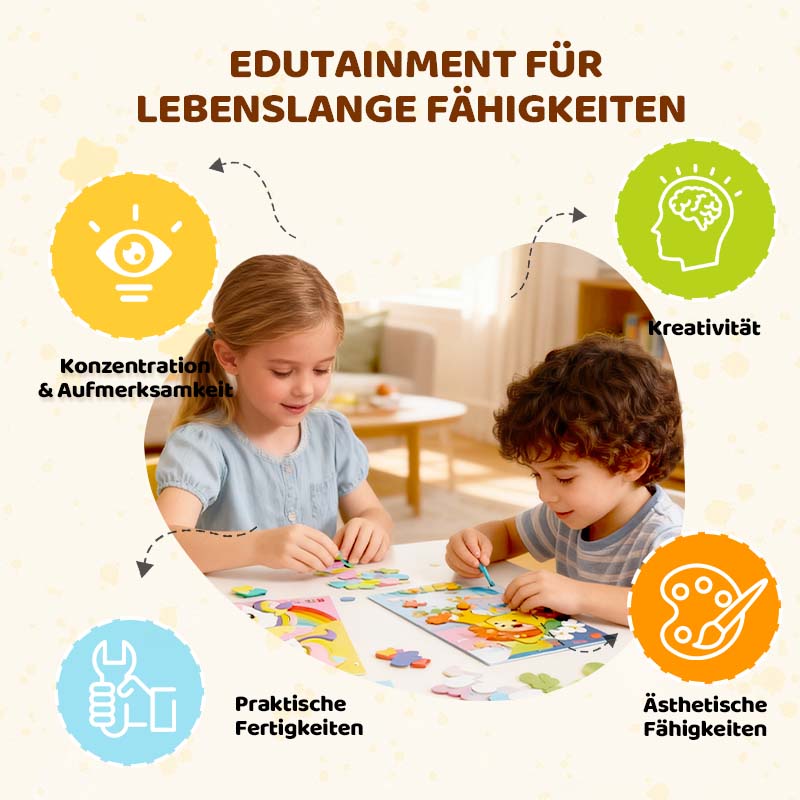 Bildschirmfreies Lernspielzeug: 3D Sticker zum Basteln, ideal für Kleinkinder & die Vorschule. 
