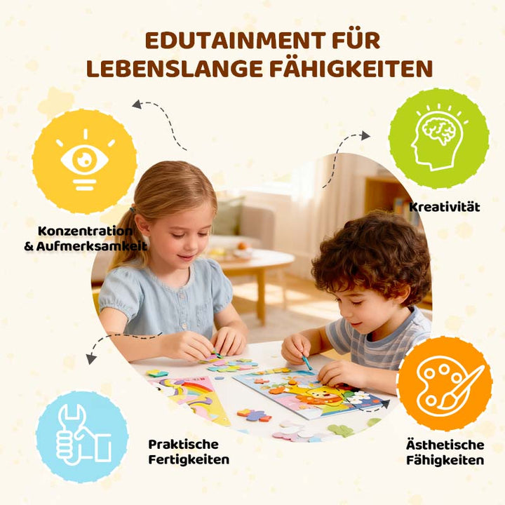 Bildschirmfreies Lernspielzeug: 3D Sticker zum Basteln, ideal für Kleinkinder & die Vorschule. 