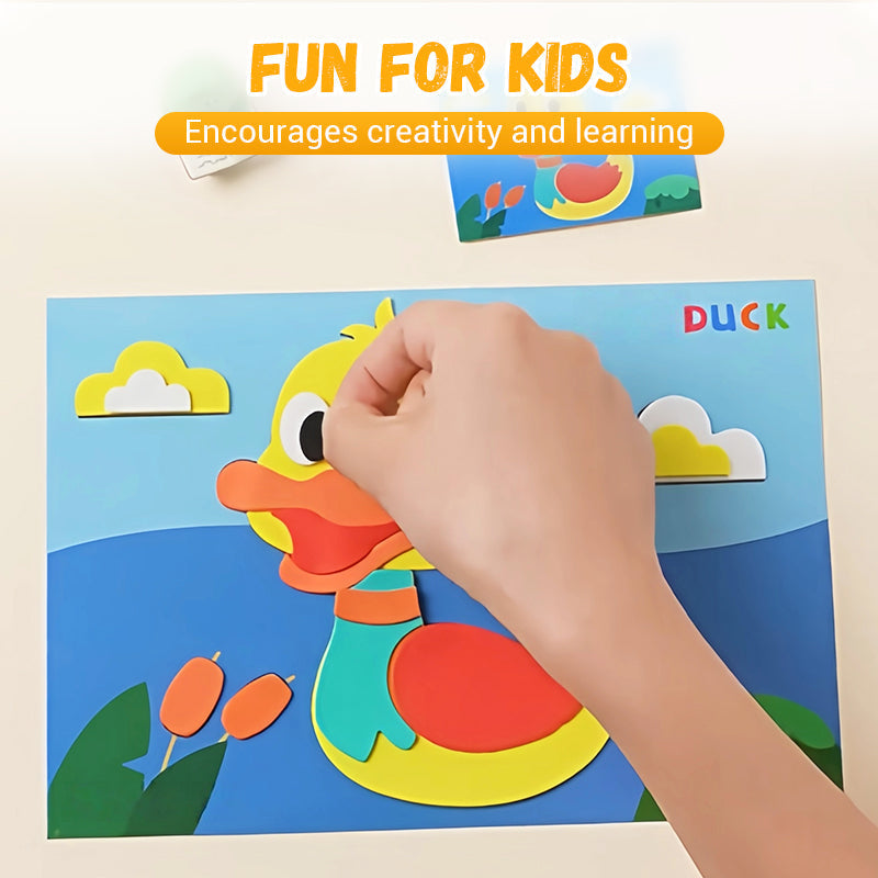 Großes 3D Sticker-Set für Kinder, kreatives Basteln mit Schaumstoff, ideal für Vorschulkinder. 