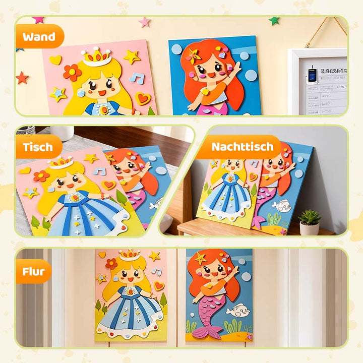 Kreatives Kinder Bastelset: 3D Sticker zum Selbstgestalten, fördert Konzentration & Hand-Auge-Koordination. 