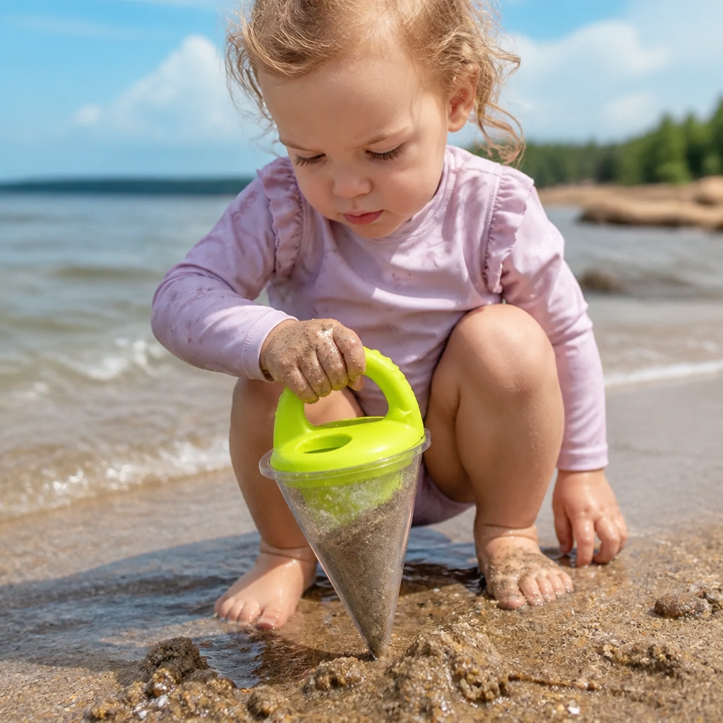 Buntes Kinder Sand Trichter Spielzeug für kreativen Strand- & Gartenspaß, fördert Feinmotorik.