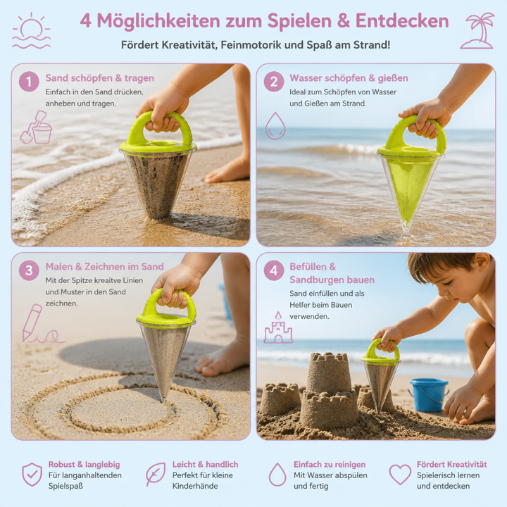 Robustes Sandspielzeug Trichter für Strand und Garten, ideal für fantasievolles Outdoor-Spiel.