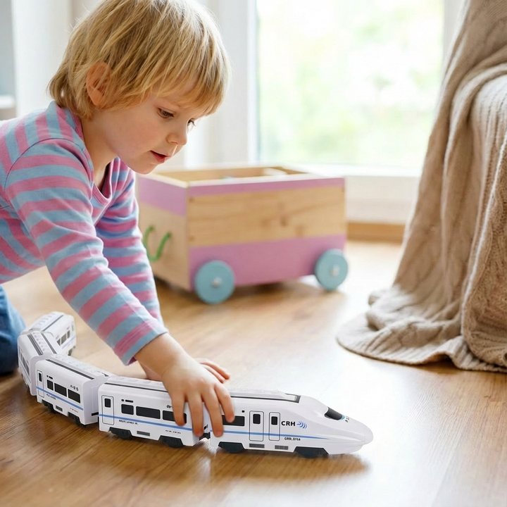 Buntes Lernspielzeug 'Kluger Ketten Zug' für Kinder, fördert Motorik & Kreativität; pädagogischer Spielzeugzug.