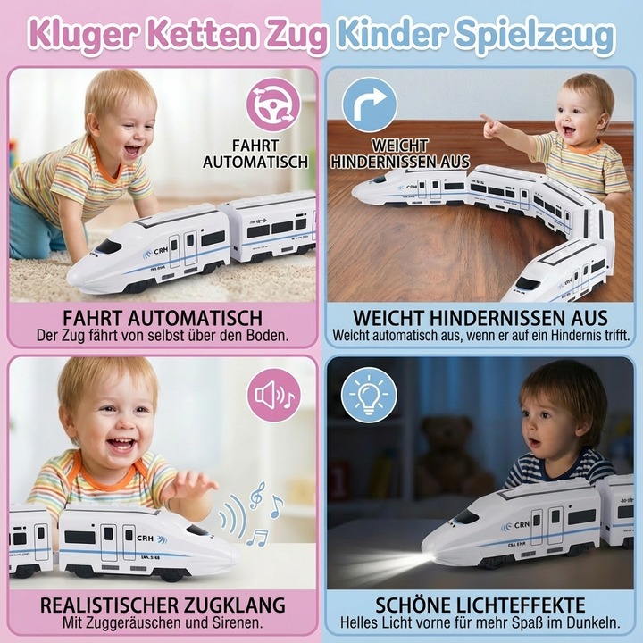 Lernspielzeugzug 'Kluger Ketten Zug' für Kleinkinder, bunt & pädagogisch; ideales Motorikspielzeug zur Entwicklung.