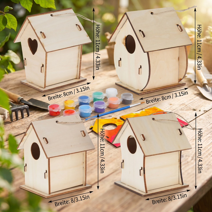 Lernspielzeug & kreatives Spiel für Kinder: Eigenes Vogelhaus gestalten. Spaß am Basteln & Lernen.