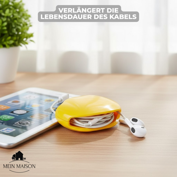 Praktischer blauer CableEase Kabelorganizer für effizientes Kabelmanagement & Ordnung bei Schreibtisch & Reise.