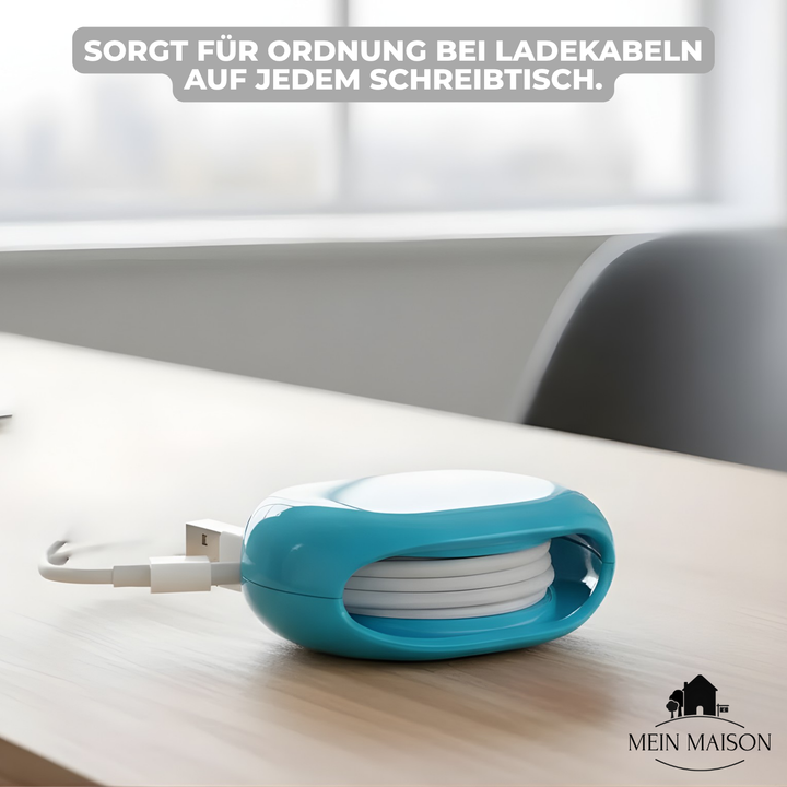 Vielseitiger CableEase Kabelaufwickler für Kabelsalat-freie Zonen; optimiert Kabelmanagement am Schreibtisch & auf Reisen.