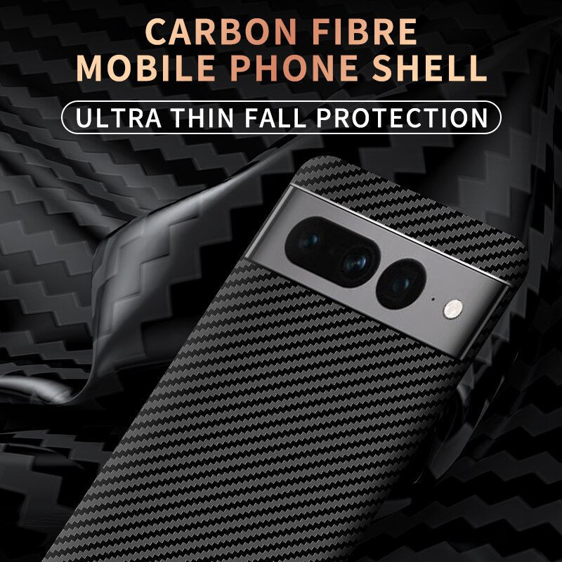 Robuste Carbon Schutzhülle für Google Pixel 7. Bietet optimalen Kratz- & Stoßschutz, schlank.