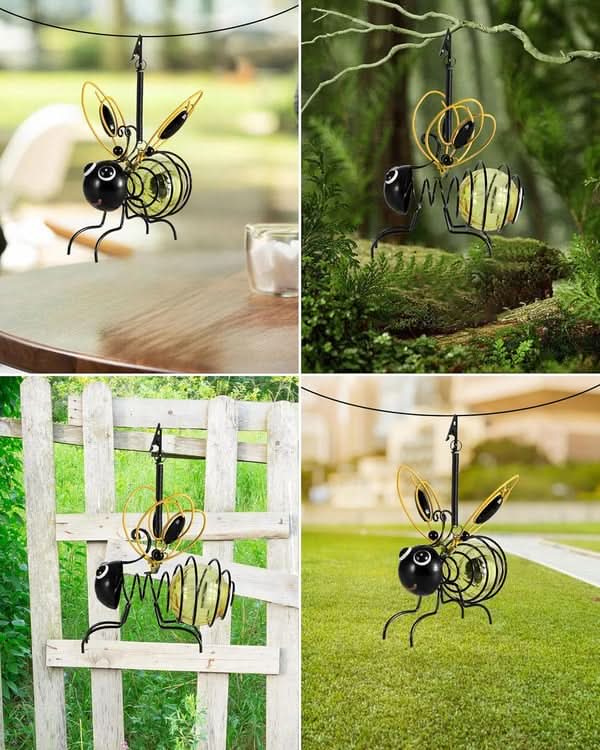 Wunderschöne Deko-Solarleuchte in Bienenform bringt Charme in Ihren Garten; ideale kabellose LED-Außenlampe.