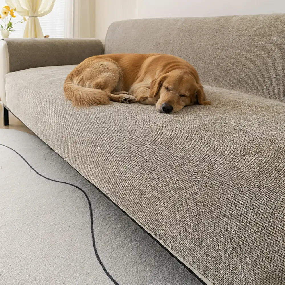 Flexibler Chenille Couchüberzug, wasserdicht und schmutzabweisend, ideal für Haushalte mit Kindern.