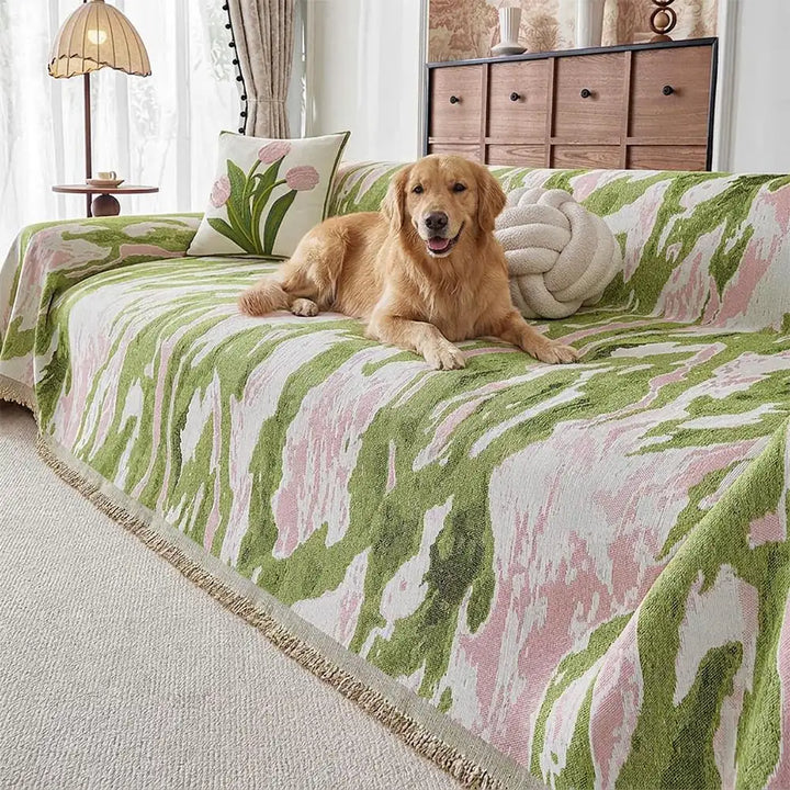 Chenille Sofabezug für Haustiere: Bequem, kratzfest & waschbar. Perfekter Couchschutz im Wohnzimmer.