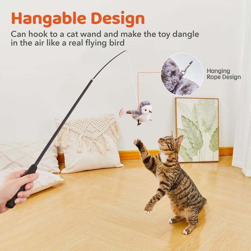 Elektronisches Katzenspielzeug ChirpBird mit authentischen Vogelstimmen für Haustiere.