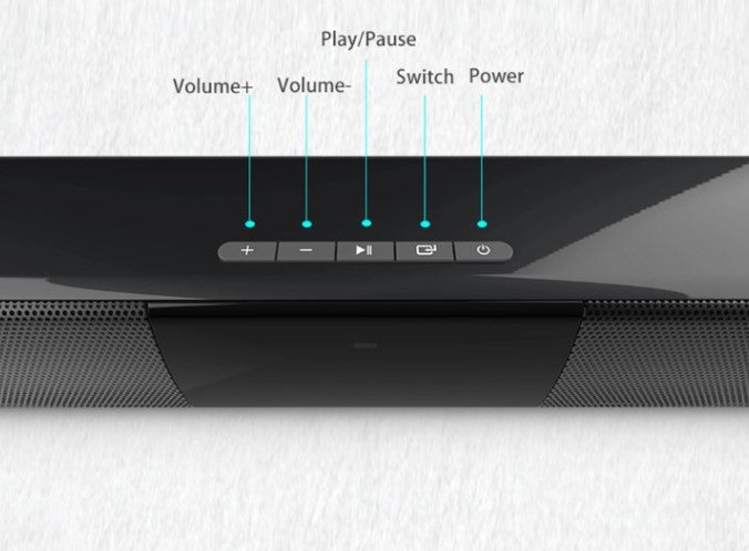 Moderne kabellose Bluetooth Soundbar, perfekt für beeindruckenden Heimkino-Sound und Musikstreaming.