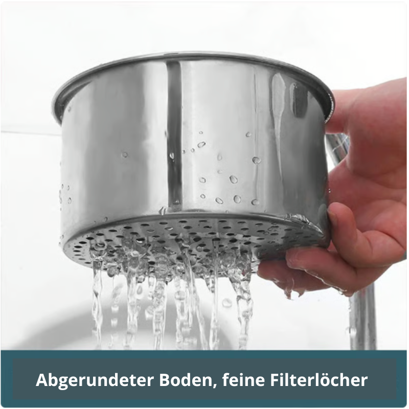Robustes CleanSwan™ Abflusssieb als praktischer Restesammler, hält Ihr Spülbecken sauber und frei von Verstopfungen.