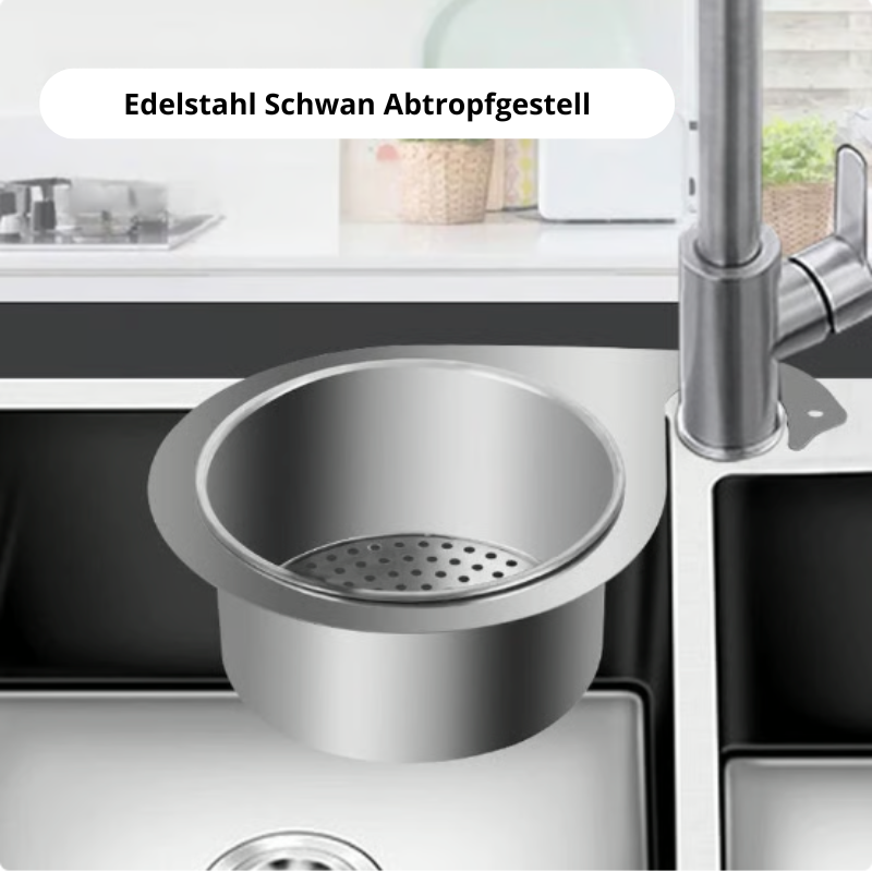 Das CleanSwan™ Spülbecken-Abflusssieb filtert zuverlässig Lebensmittelreste und verhindert effektiv Rohrverstopfungen.