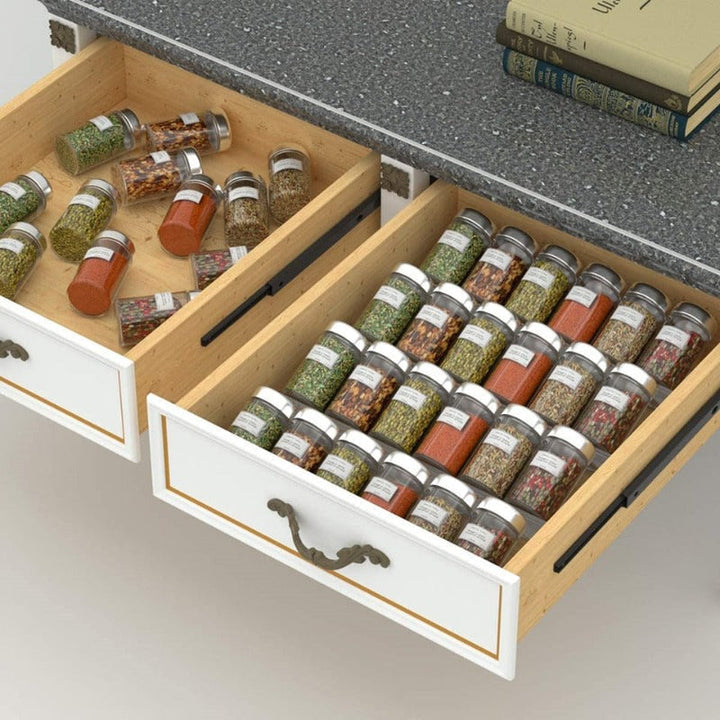 ClearSpice Schubladen-Organizer für Gewürze, sorgt für Ordnung und Übersicht in jeder Küche, Acryl, kratzfest.