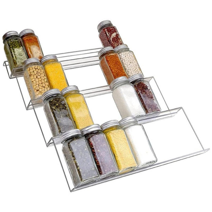Verstellbarer ClearSpice Gewürz-Organizer aus kratzfestem Acryl für Schubladen. Ideales Ordnungssystem Küche.