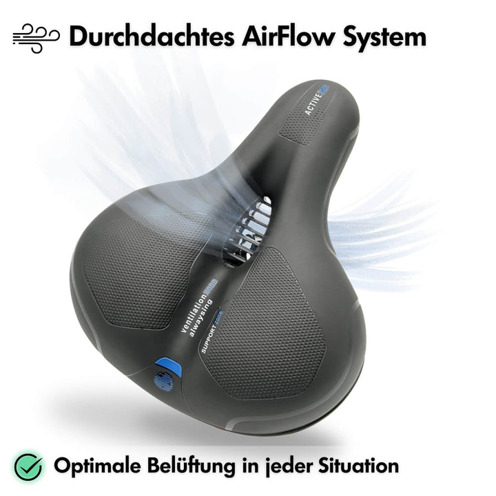 Ergonomischer CloudComfort Pro Fahrradsattel v. d. Seite, zeigt d. konturierte Form z. Druckverteilung.