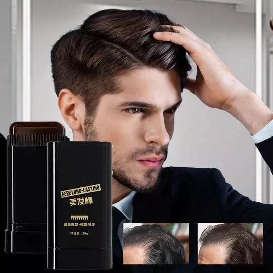 Schnelle Ansatzkaschierung unterwegs mit ColorEase Haarfärbekamm. Perfekt für ein temporäres Haarfarbe Touch-up.