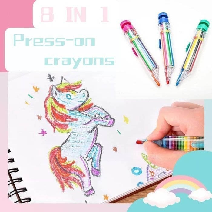 ColorFlip 8-in-1 Mehrfarben-Buntstift für Kinder. Kompakter Kinderstift fördert Kreativität & Malspaß.