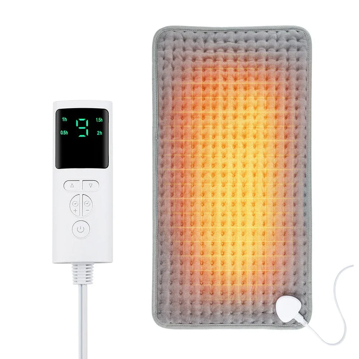 Detailaufnahme der Bedieneinheit des CosiTherm Heizkissens mit Temperatur- & Timer-Einstellungen.