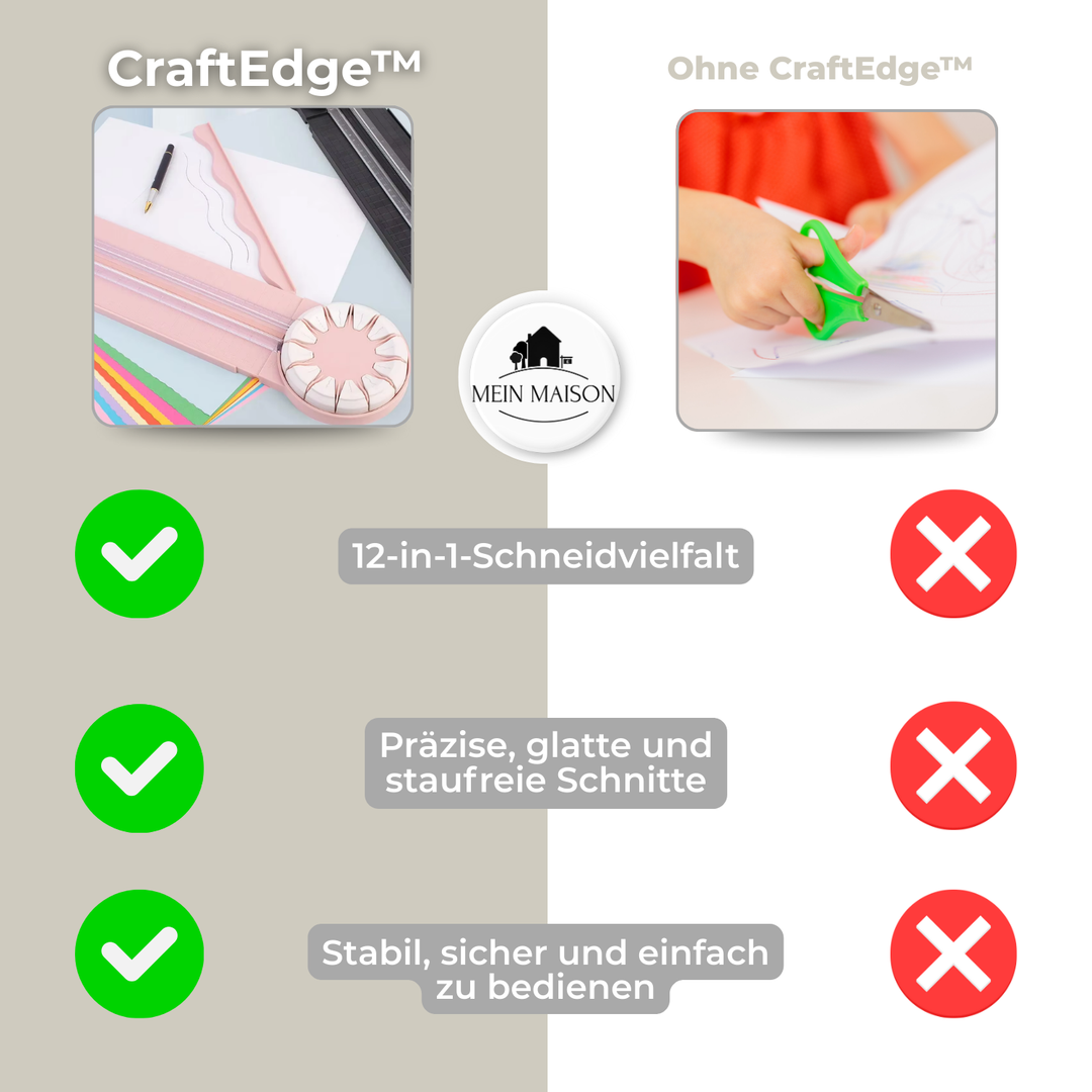Ergonomisches Design des CraftEdge Schneidewerkzeugs für komfortables & präzises Basteln.