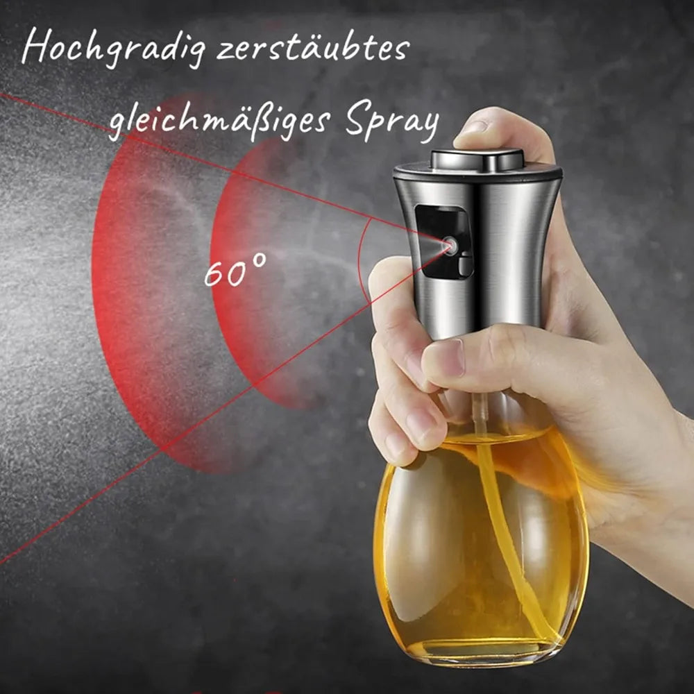 Eleganter CulinaMist Pro Ölsprüher aus Edelstahl und Glas, 200ml, für Öl und Essig, idealer Küchenhelfer.