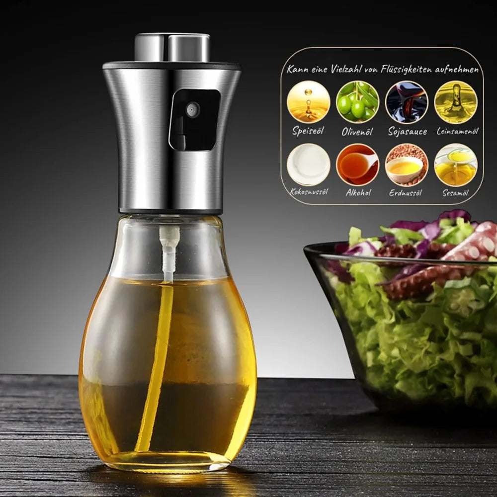 CulinaMist Pro Ölsprüher 200ml aus Glas und Edelstahl, idealer Küchenhelfer für Öl, Essig & gesundes Kochen.