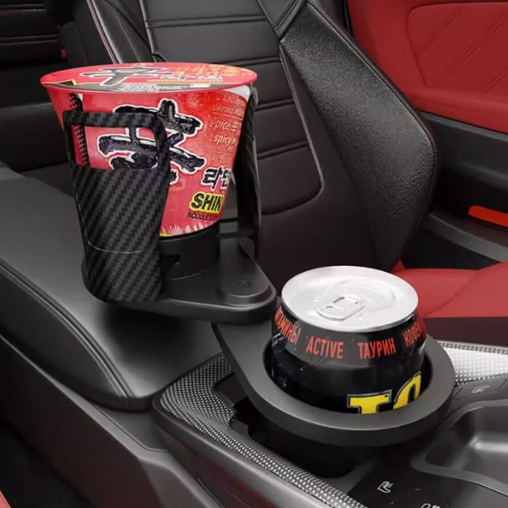 CUPSWIVEL: 360° drehbarer Doppel-Becherhalter für Auto. Optimiert Getränke-Organisation & Fahrkomfort im Innenraum.