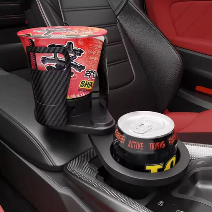 CUPSWIVEL: 360° drehbarer Doppel-Becherhalter für Auto. Optimiert Getränke-Organisation & Fahrkomfort im Innenraum.