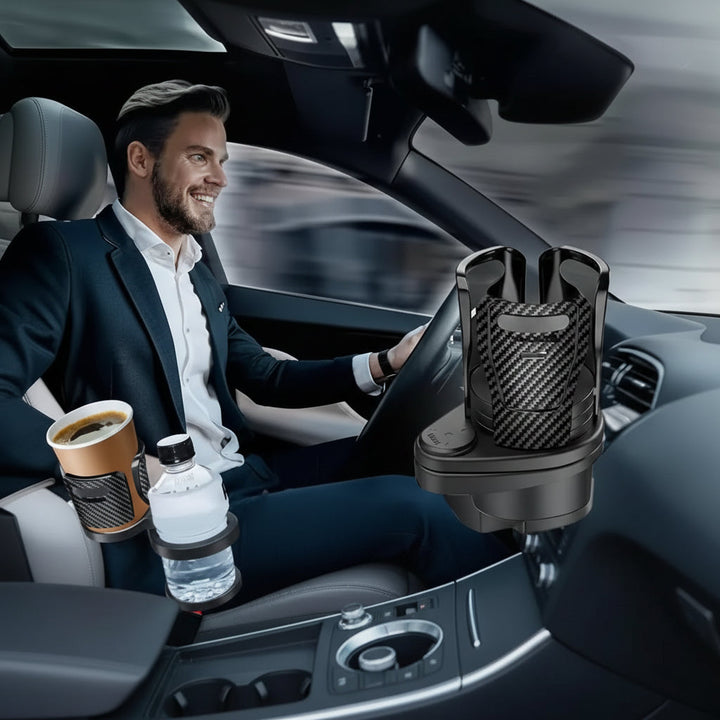 Praktischer Auto-Getränkehalter CUPSWIVEL, drehbar. Passt in Ihren Becherhalter & schafft Platz für zwei Getränke.