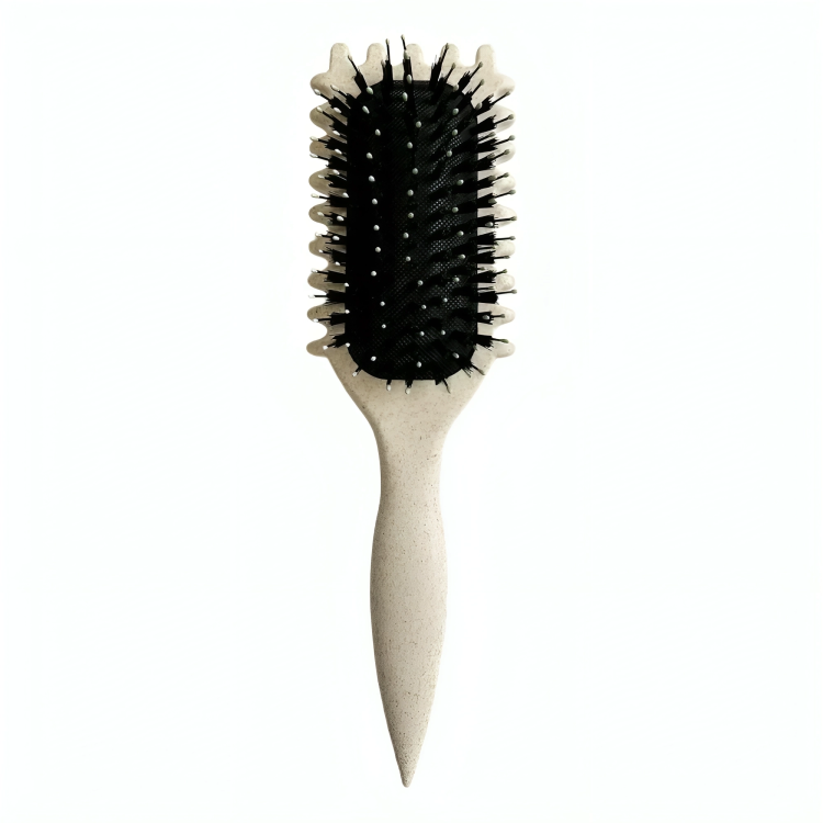 CurlEase Lockenbürste in Grün/Beige für einfache, definierte Locken, frizzfrei und glänzend.