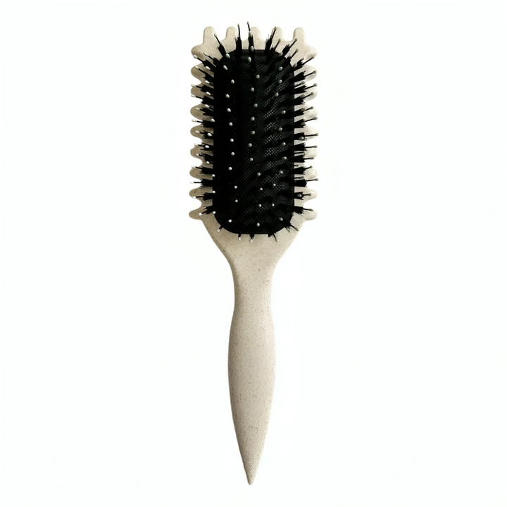 CurlEase Lockenbürste in Grün/Beige für einfache, definierte Locken, frizzfrei und glänzend.