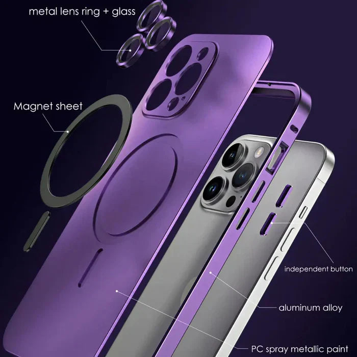MagSafe kompatible iPhone Metall Schutzhülle. Schnelle Befestigung & voller Schutz.