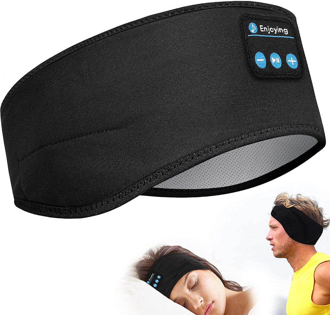Dünnes, kabelloses Schlaf-Stirnband für Musik & Sport; integrierte Kopfhörer; atmungsaktiv & waschbar; Unisex.