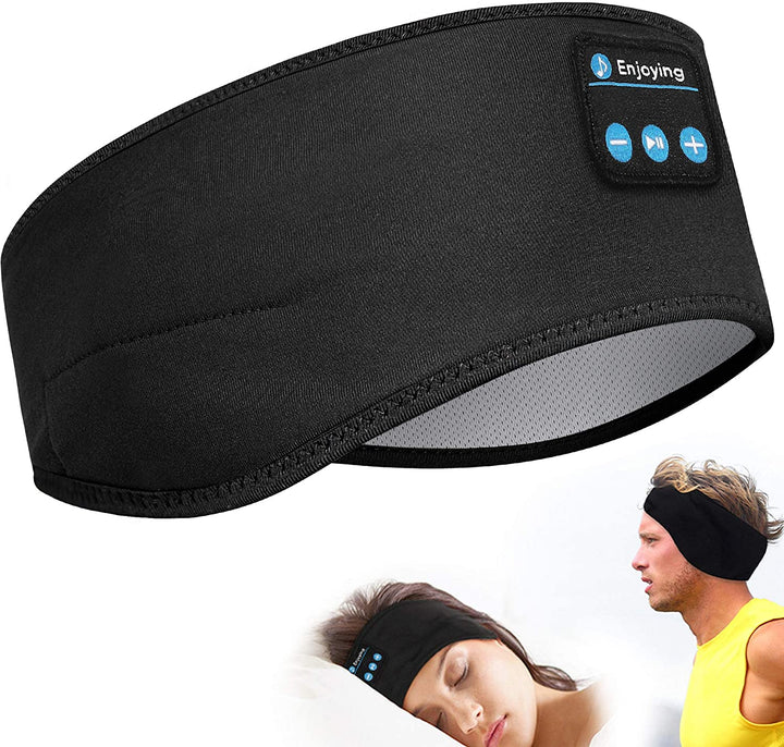 Dünnes, kabelloses Schlaf-Stirnband für Musik & Sport; integrierte Kopfhörer; atmungsaktiv & waschbar; Unisex.