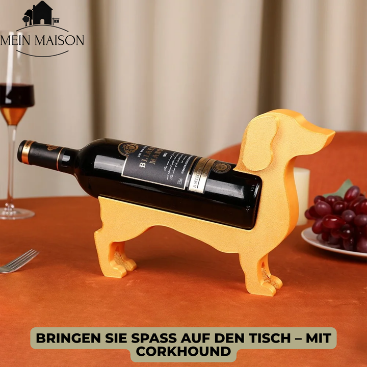 Origineller Dackel Weinflaschenhalter. Präsentiert Ihre Weinflasche als originelles Küchenaccessoire.