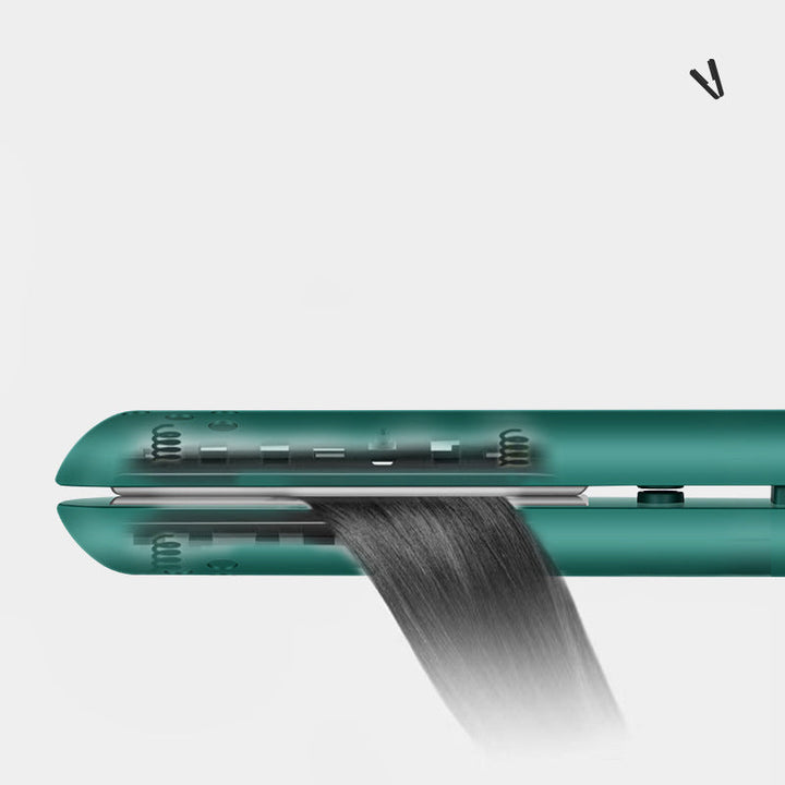 Tragbares 2in1 Glätteisen und Lockenstab für Damen mit Keramikplatten; USB-Laden für schnelles Styling unterwegs.