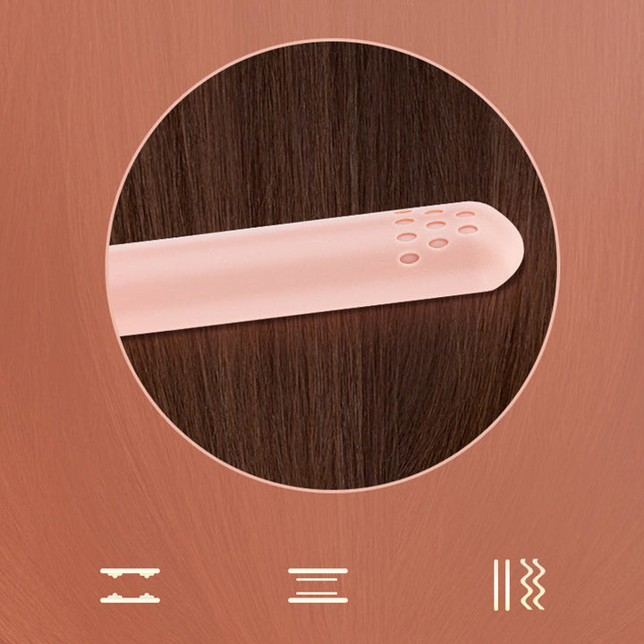 Reisefreundliches 2in1 Glätteisen und Lockenstab; USB-betrieben für schnelles Damen-Haarstyling überall.