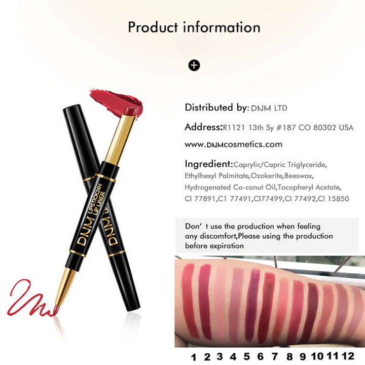 Farbintensiver Damen 2-in-1 Lippenstift & Konturenstift matt. Wasserfestes Lipkit für definierte, volle Lippen.