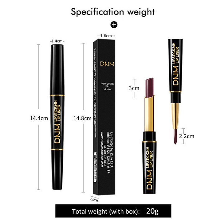 Hochpigmentierter, matter 2-in-1 Lippenstift & Konturenstift für Damen. Wasserfest & langanhaltend für Kosmetik-Profis.