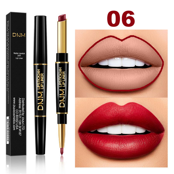 Komplettes Lipkit: 2-in-1 Lippenstift & Konturenstift matt. Langanhaltend, wasserfest für schnelle Lippenpflege. Damen.