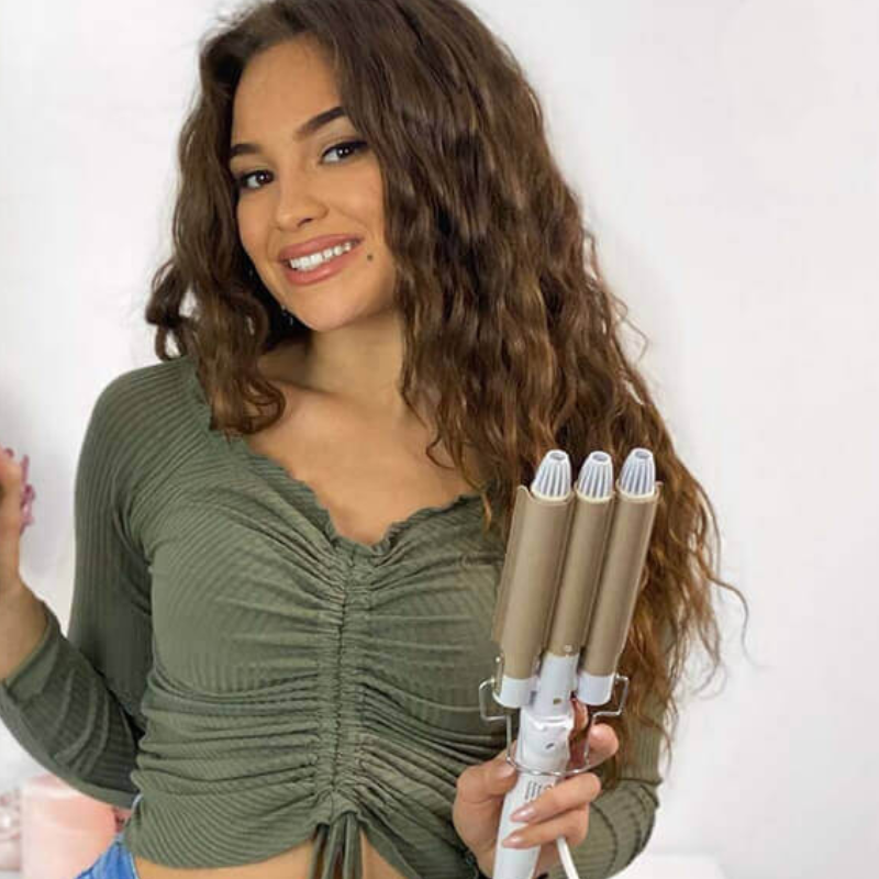 Damen Lockenstab: Innovatives Stylinggerät für traumhafte Wellen und Locken. Verleiht Haaren Volumen & Frizz-Schutz.