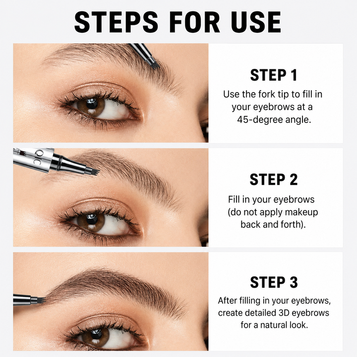 Langhaftender, wasserfester 3D Microblading Augenbrauenstift für Damen – präzise & natürlich.