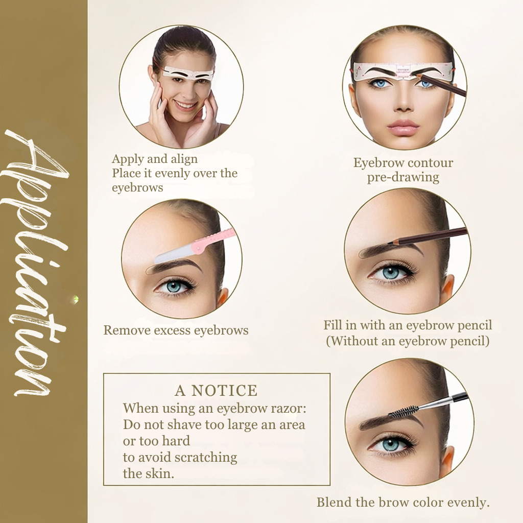 Set Damen Augenbrauen Schablonen in verschiedenen Formen für individuelles Brauenstyling und symmetrische Brauen.