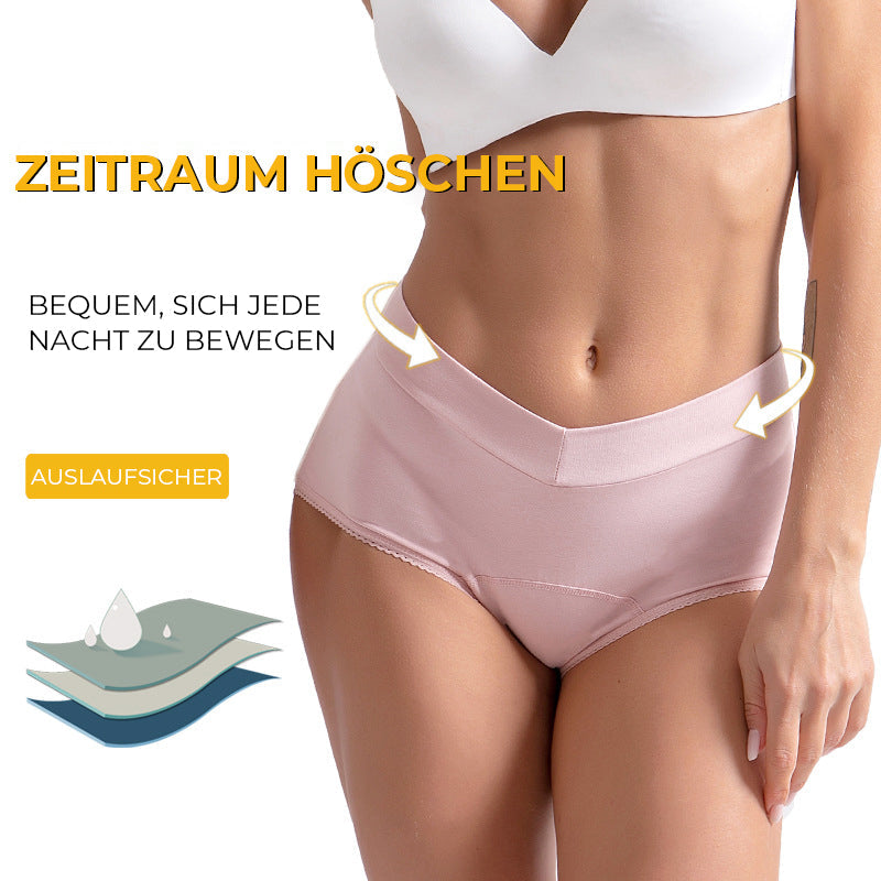 Damen Auslaufsicheres Höschen mit hoher Taille aus Baumwolle für optimalen Schutz und Komfort bei Menstruation.