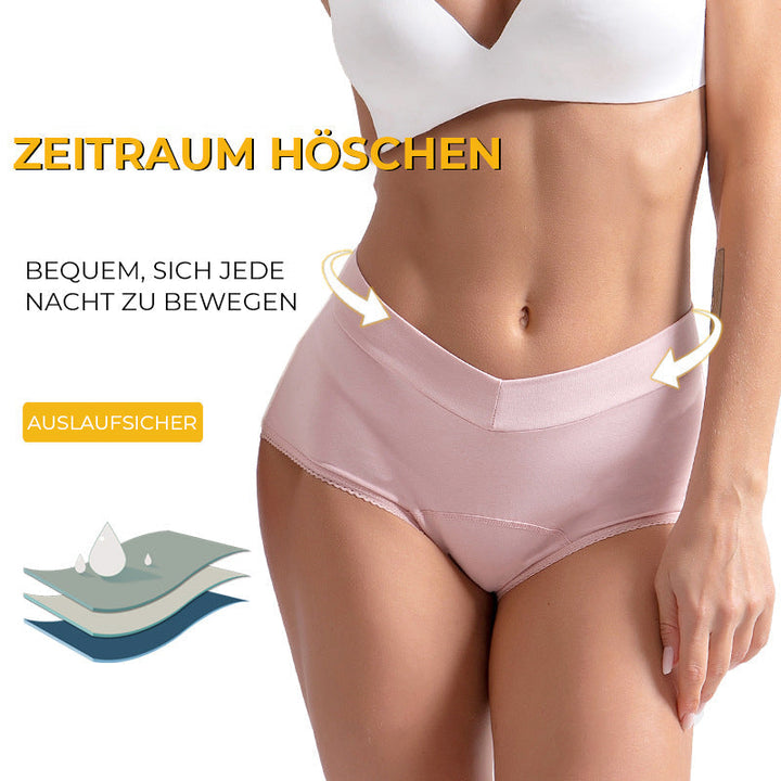 Damen Auslaufsicheres Höschen mit hoher Taille aus Baumwolle für optimalen Schutz und Komfort bei Menstruation.
