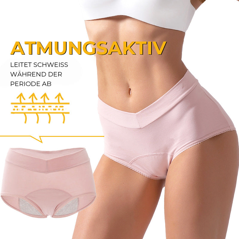 Wiederverwendbares auslaufsicheres Damenhöschen mit hoher Taille. Hygienischer Schutz für Menstruation.